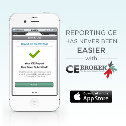 CE Broker's New iPhone App. Continuing Education Simplified.